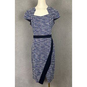 Vfshow Women's Tweed Bodycon Dress XL Blue Zip Closure New With Tag's.